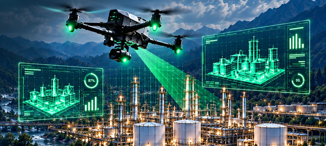 Dron y visualización tridimensional aplicada a una instalación industrial