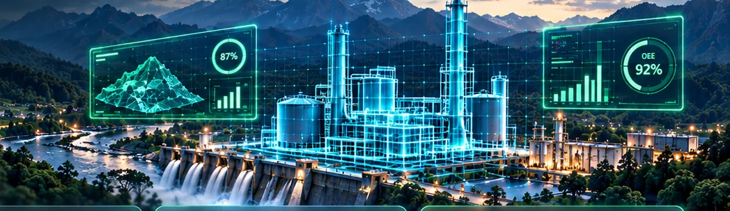Visualización de ingeniería industrial mediante modelos wireframe y métricas digitales